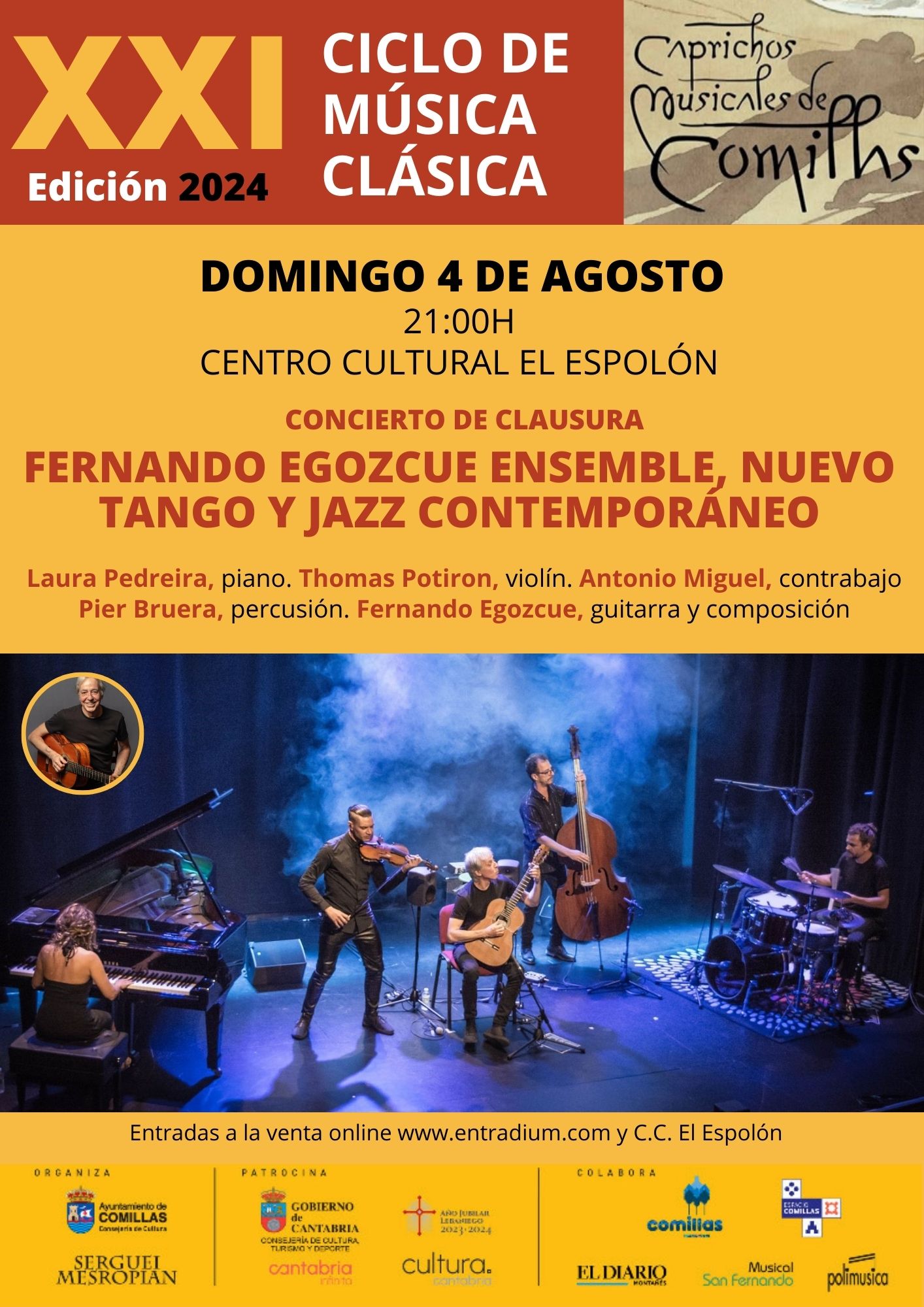 CAPRICHOS MUSICALES CONCIERTO DE CLAUSURA. FERNANDO EGOZCUE ENSEMBLE. NUEVO TANGO Y JAZZ CONTEMPORÁNEO